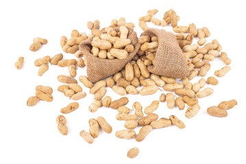 Peanuts isolated on a white background,Appetizing peanuts isolated on white background, close-up