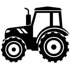 Modern Tractor silhouette vector illustration on a white background