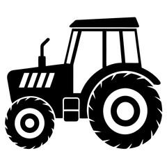 Modern Tractor silhouette vector illustration on a white background