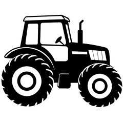 Modern Tractor silhouette vector illustration on a white background