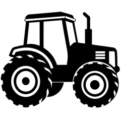 Modern Tractor silhouette vector illustration on a white background