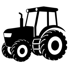 Modern Tractor silhouette vector illustration on a white background
