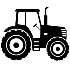 Modern Tractor silhouette vector illustration on a white background