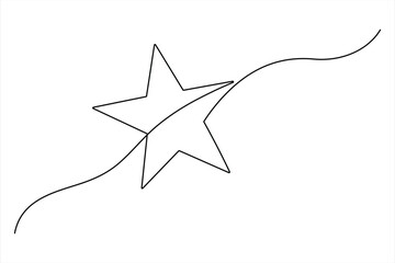 Star continuous one line drawing hand draw doodle vector illustration