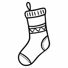 Christmas stocking black and white illustration