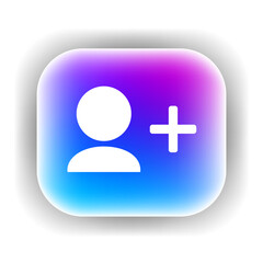 Fototapeta premium Adding friend user icon. Design for app icon. Button template. 