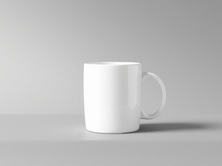 Obraz premium Clean blank white ceramic coffee mug mockup on white background, advertising, branding