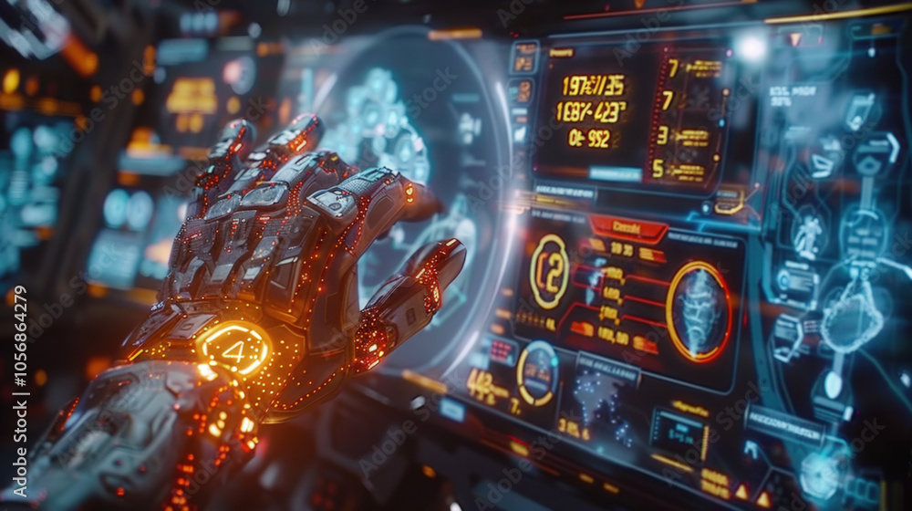 Aufkleber futuristic digital dashboard displays glowing data points and intricate interfaces, showcasing advan