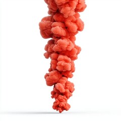 A photostock of a streak of red smoke on a white background, abstract and mysterious.