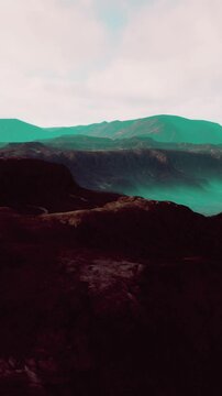 black volcanic basalt rock formations in the low light