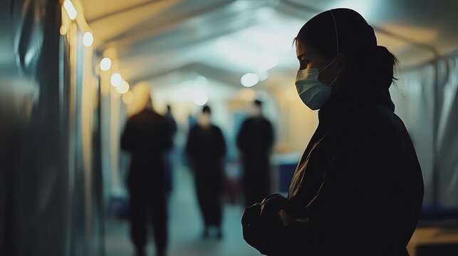 Refugee health clinic at the border, providing urgent aid and medical care, doctors and volunteers assisting displaced families with essential healthcare, in a humanitarian effort amid the crisis