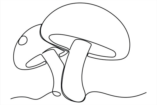 recommend clip art: Continuous single line of drawing of mushroom edible Fresh raw vegetable concept outline vector illustration
                    