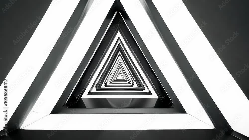 Poster geometric video of infinite triangular tunnel