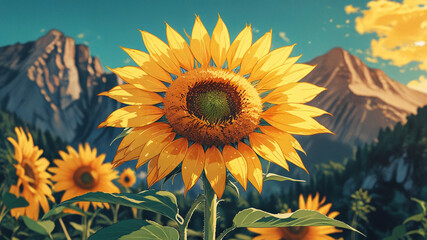 Luminous sunflower in water design 24.