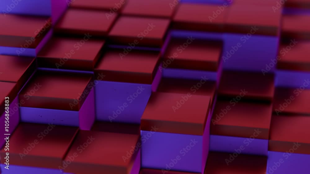 Poster gradient stacked cubes in red and purple tones