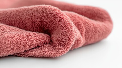 A close-up shot of a pink towel on a white surface, perfect for beauty and lifestyle illustrations