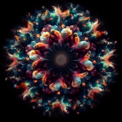 image of nebulae in a circle isolated