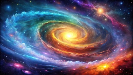 Cosmic galaxy background with vibrant colors and swirls, galactic swirly clouds, celestial dance