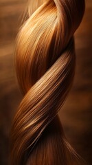 Fototapeta premium create an engaging realistic photo for hair care product focusing on silky hair, use dramatic lighting, rustic brown colors .generative ai