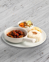 Traditional Indonesian Food - Ayam Penyet, Fried Duck, Green Sambal, Siomay Batagor, Soto Betawi, Rib Soup, Satay, Meatball