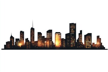 Naklejka premium A silhouette of a city at night with bright lights and bustling streets