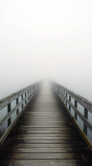 Vanishing point bridge in the fog. 