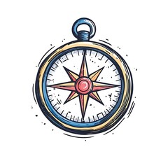 A cartoon compass on a white background.