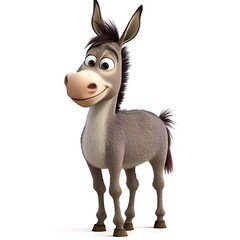 Obraz premium A cartoon donkey standing on a white background.