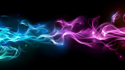 Fototapeta premium Abstract neon light wave in vibrant purple and blue, creating a dynamic and energetic background perfect for futuristic or tech designs.