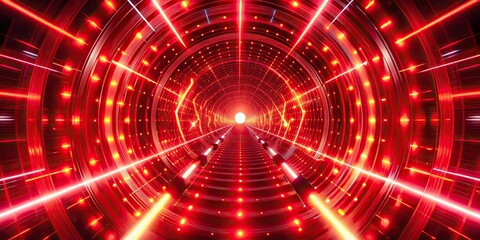Obraz premium Dynamic red music visual lights tunnel in motion, red, music, visual, lights, tunnel, motion, dynamic, abstract, futuristic