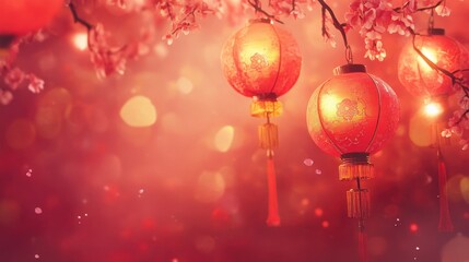 Radiant Red Lanterns Illuminating the Lunar New Year Celebration
