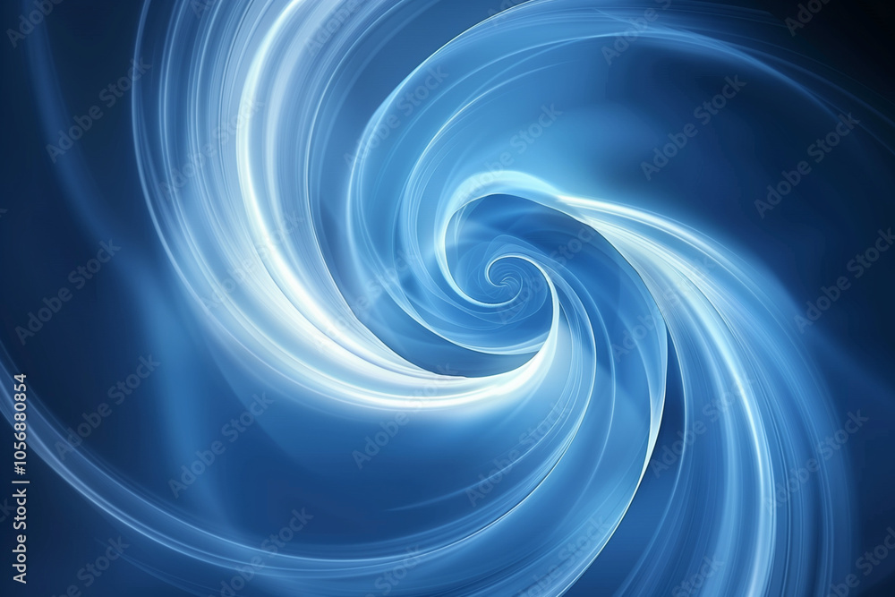 Wall mural Abstract blue vortex swirl on a dark background, creating a dynamic and futuristic feel ideal for technology or science-themed designs.