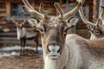 Generated AI image of a reindeer animal with big antlers