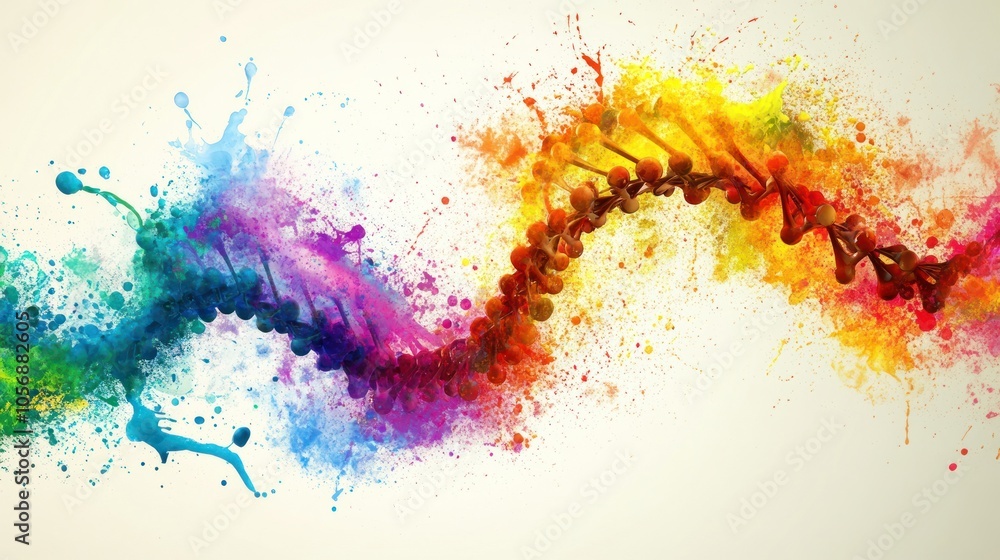 Poster a colorful abstract representation of a spine with splashes of paint.