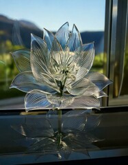 Reflections: Explore the reflections in the glass flower, both from the window and from the surroundings.