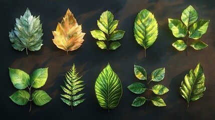 Realistic Digital Art of Various Foliage Samples