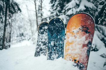 Happy friends family travelers active winter sports resort xmas vacation, Generative AI