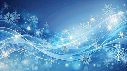 Winter background with swirling blue lines and delicate snowflakes, Snow, Winter, Background, Blue, Swirl, Lines, Cold, Season