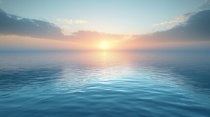 Obraz premium Calm Ocean Water with a Sunset Sky