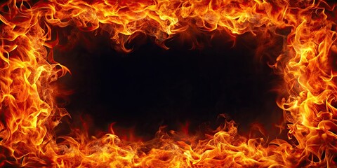 Fiery frame background with flames and intense heat , flames, fiery, burning, heat, inferno, red, orange, hot, background