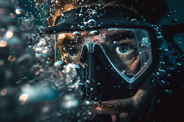 Delightful underwater exploration, people swimming snorkeling diving, Generative AI