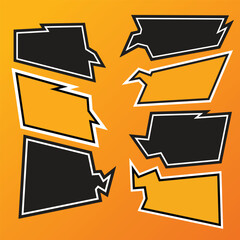 a collection of cool cartoon-style chat boxes in orange and black with outlines for cool designs