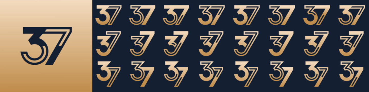 collection of creative number 37 logo designs. abstract thirty-seven design vector illustration