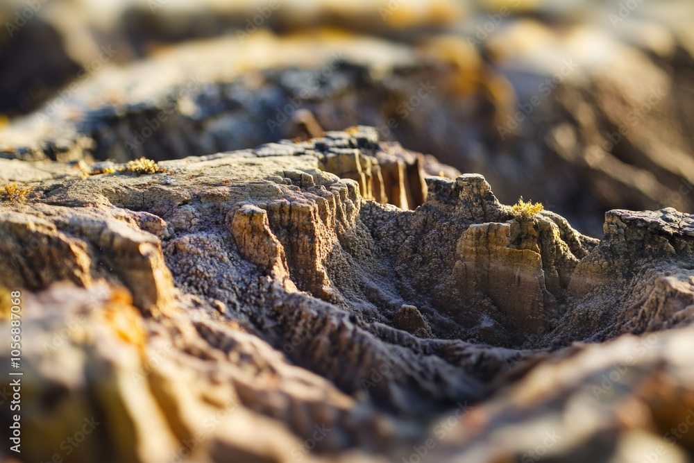 Poster close-up view of textured rock formation with natural patterns and colors