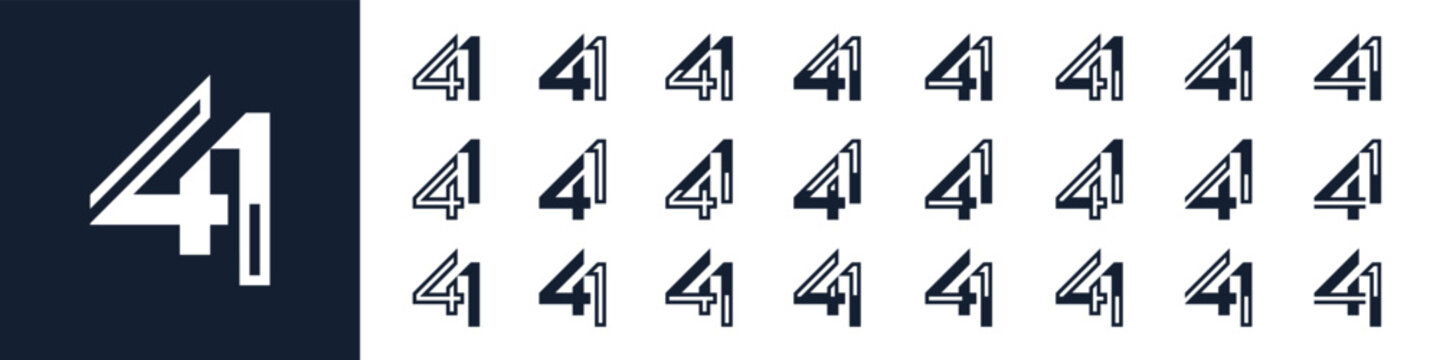 collection of creative number 41 logo designs. abstract forty-one design vector illustration