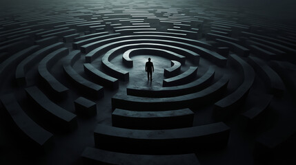 A lost soul wandering through a maze of confusion 