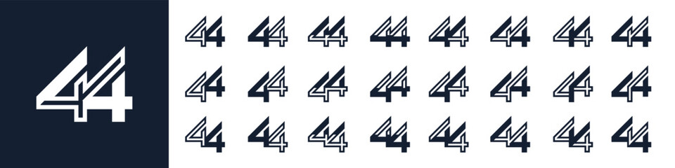 collection of creative number 44 logo designs. abstract forty-four design vector illustration