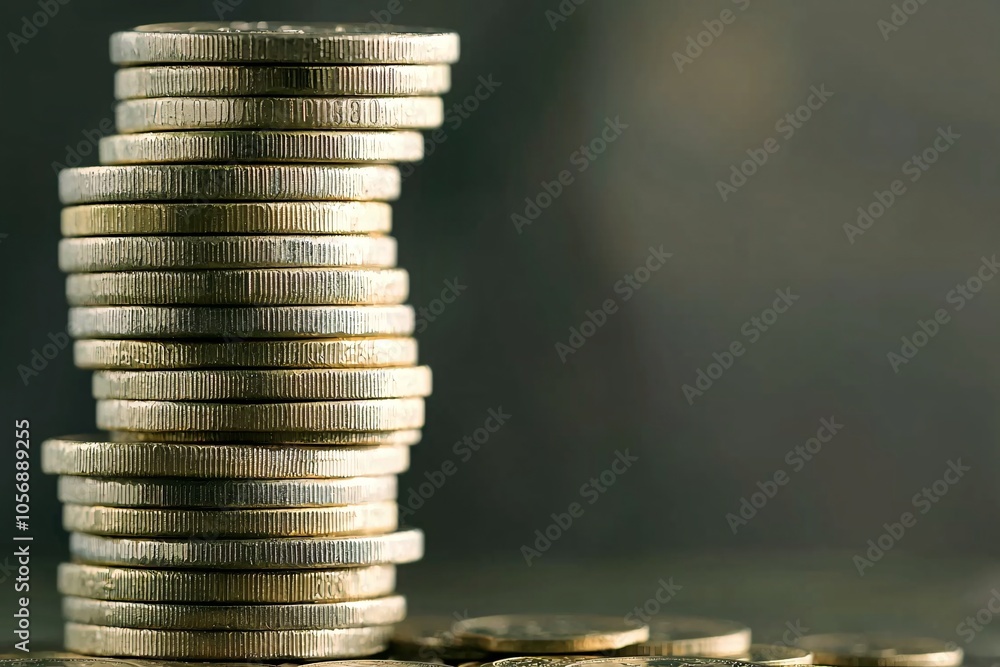 Poster close-up of a gold bar resting on top of a coin stack, emphasizing the concept of wealth preservatio