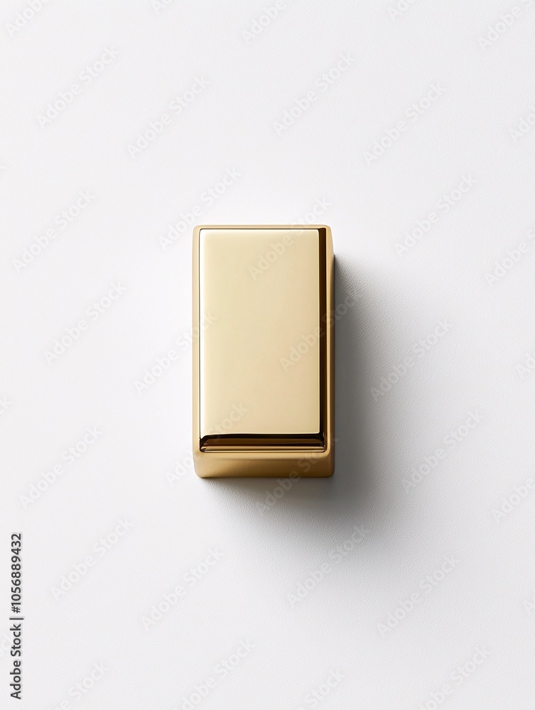 Poster a single gold bullion bar placed on a white background with space for text, representing security an