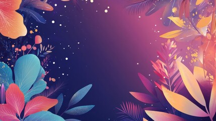 Vibrant Tropical Garden Under the Night Sky